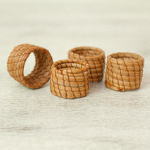 Load image into Gallery viewer, Handwoven Pine Needle Napkin Rings (Set of 4) - Taste of Home | NOVICA
