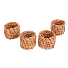 Load image into Gallery viewer, Handwoven Pine Needle Napkin Rings (Set of 4) - Taste of Home | NOVICA
