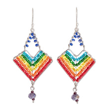 Load image into Gallery viewer, Rainbow Dangle Earrings With Beads and Sterling Silver Hooks - Rainbow Arrowhead | NOVICA

