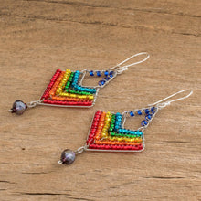 Load image into Gallery viewer, Rainbow Dangle Earrings With Beads and Sterling Silver Hooks - Rainbow Arrowhead | NOVICA
