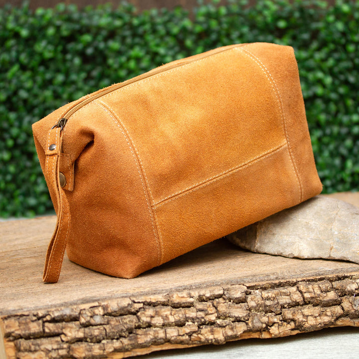 Spice Brown Travel or Cosmetic Bag with Zipper and Strap - El Bajio | NOVICA