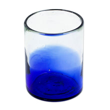 Load image into Gallery viewer, Eco-Friendly Handblown Ombre Blue Juice Glasses (Set of 6) - Jalisco Blue | NOVICA
