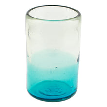 Load image into Gallery viewer, Turquoise Recycled Glass Tumblers from Mexico (Set of 6) - Tall Cooling Aquamarine | NOVICA
