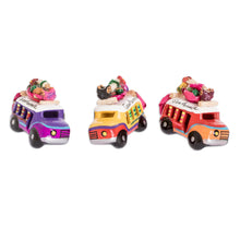 Load image into Gallery viewer, Ceramic Refrigerator Magnets of Guatemalan Buses (Set of 3) - Multicolor Old Time Buses | NOVICA
