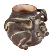 Load image into Gallery viewer, Ceramic Monkey Shaped Jar Replica in Brown from Mexico - Monkeyshines | NOVICA
