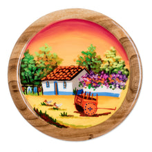 Load image into Gallery viewer, Cedar Wood Hand-Painted Decorative Plate from Costa Rica - Costa Rican Farm | NOVICA
