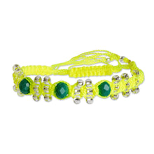 Load image into Gallery viewer, Neon Yellow and Teal Macrame Beaded Boho Bracelet - Teal on Yellow | NOVICA
