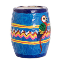 Load image into Gallery viewer, Hand-painted Ceramic Mini Flower Pot Crafted in Guatemala - Colorful Macaws | NOVICA
