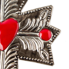 Load image into Gallery viewer, Embossed Metal Wall Cross - Sacred Heart | NOVICA
