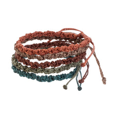 Load image into Gallery viewer, Set of 5 Handmade Assorted Relaxed Color Macrame Bracelets - Flame and Water | NOVICA
