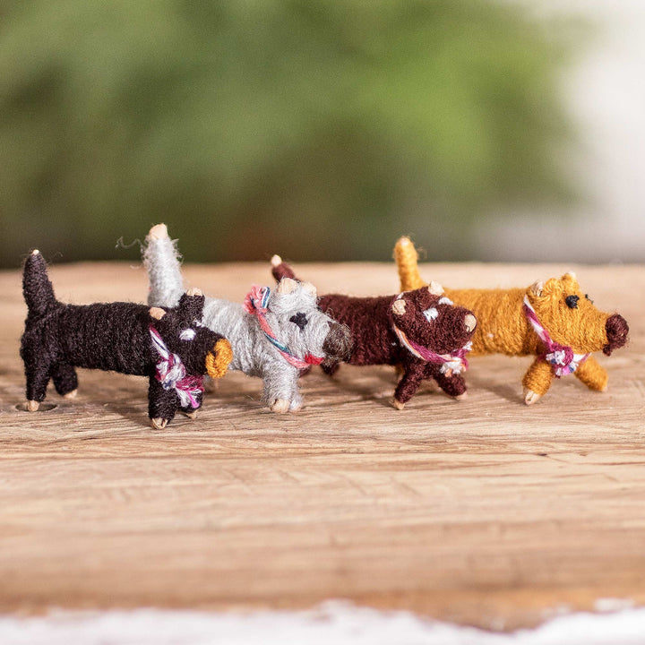 Guatemalan Set of 4 Handcrafted Cotton Worry Dogs - My Best Friends | NOVICA