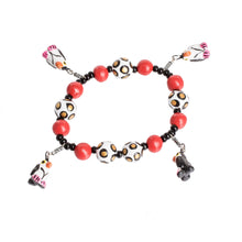Load image into Gallery viewer, Handcrafted Ceramic Beaded Stretch Bracelet with Penguins - Dangling Penguins | NOVICA
