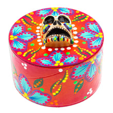 Load image into Gallery viewer, Papier Mache Skull Jewelry Box Made with Recycled Cardboard - Skull in Red | NOVICA
