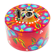 Load image into Gallery viewer, Papier Mache Skull Jewelry Box Made with Recycled Cardboard - Skull in Red | NOVICA
