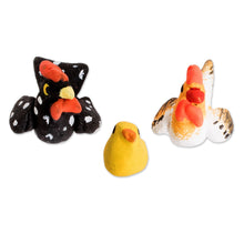 Load image into Gallery viewer, Set of 3 Hand-painted Chicken Themed Ceramic Figurines - Chicken Family | NOVICA
