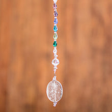 Load image into Gallery viewer, Crystal and Glass Beaded Suncatcher in Cold Shades - Mystic Whispers | NOVICA
