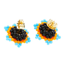 Load image into Gallery viewer, Star-shaped Beaded Button Earrings Handcrafted in Mexico - Lapis Star | NOVICA
