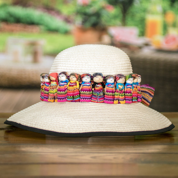 Handmade Ribbon-Style Hat Band with Guatemalan Worry Dolls - Little Helpers | NOVICA