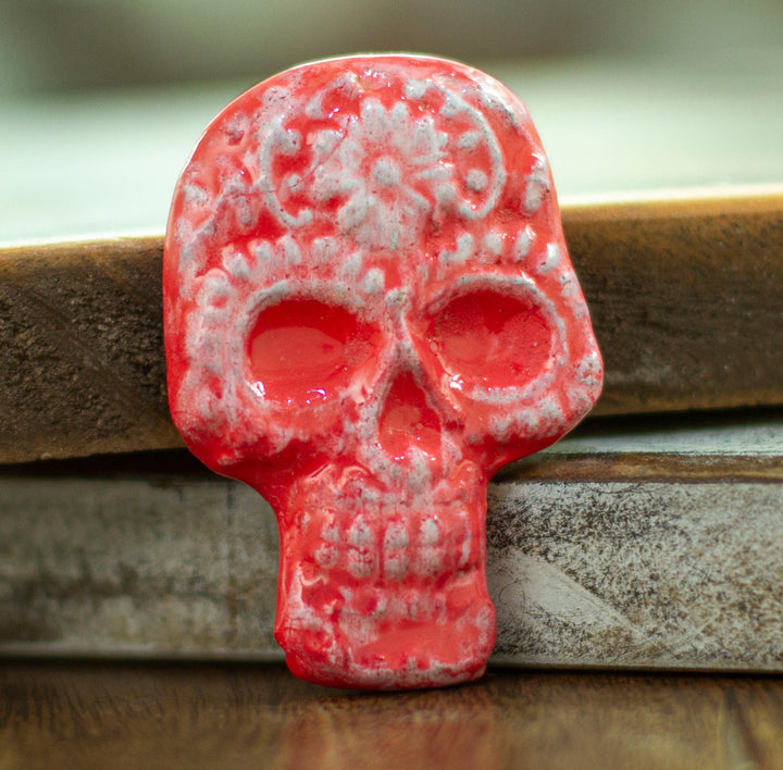 Day of the Dead Skull Ceramic Magnet from Mexico - Bright Skull | NOVICA