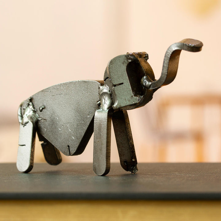 Recycled Auto Parts Elephant Figurine Handmade in Mexico - Microelephant | NOVICA