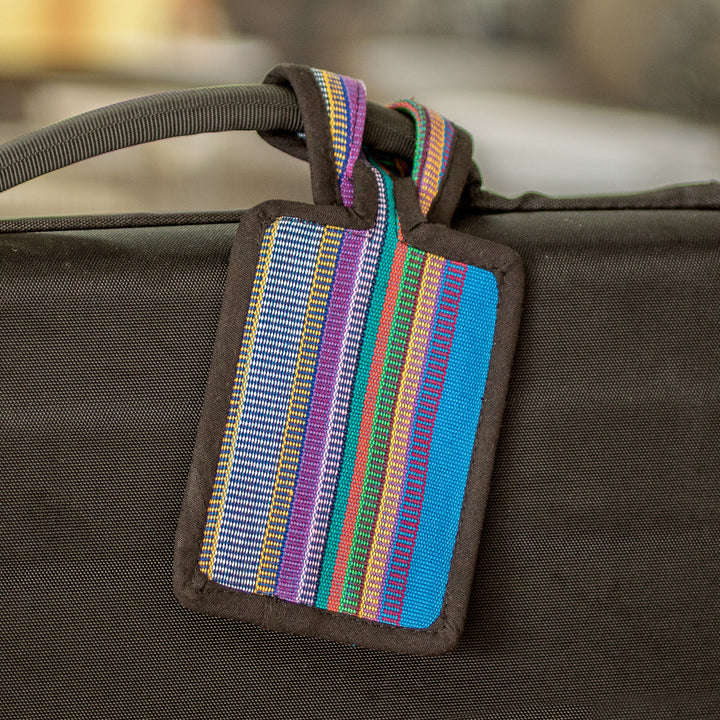 Multicolored Cotton Luggage Tag Handmade in Guatemala - Traveling Love | NOVICA