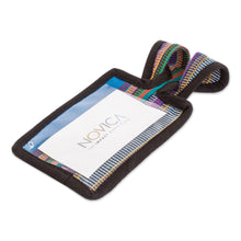 Load image into Gallery viewer, Multicolored Cotton Luggage Tag Handmade in Guatemala - Traveling Love | NOVICA
