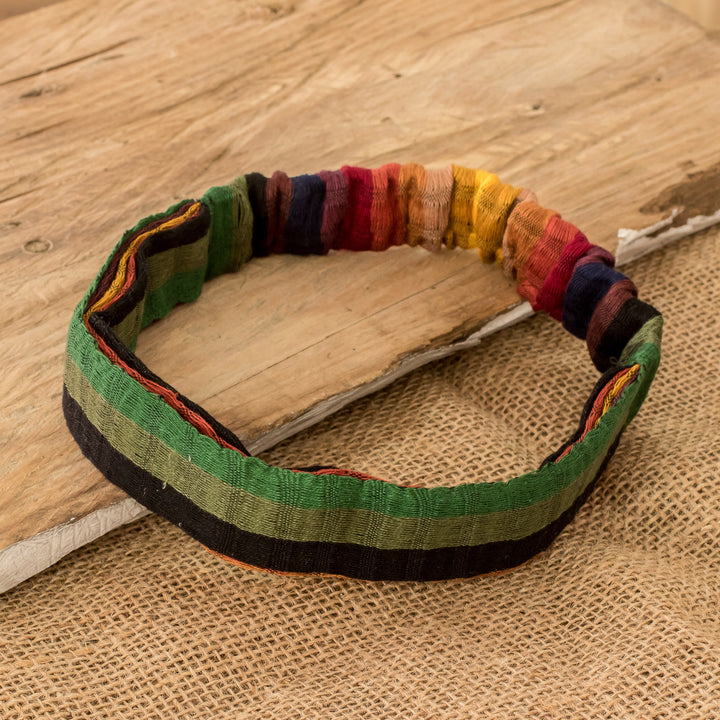Multicolored Cotton Headband Hand-Woven in Guatemala - Rainbow Warmth | NOVICA