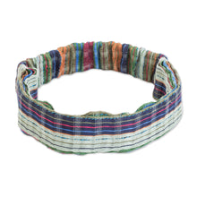 Load image into Gallery viewer, Colorful Striped Cotton Headband Hand-Woven in Guatemala - Subtlety | NOVICA
