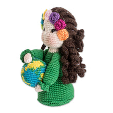 Load image into Gallery viewer, Crocheted Cotton World Peace Theme Decorative Display Doll - Earth Mother for World Peace | NOVICA
