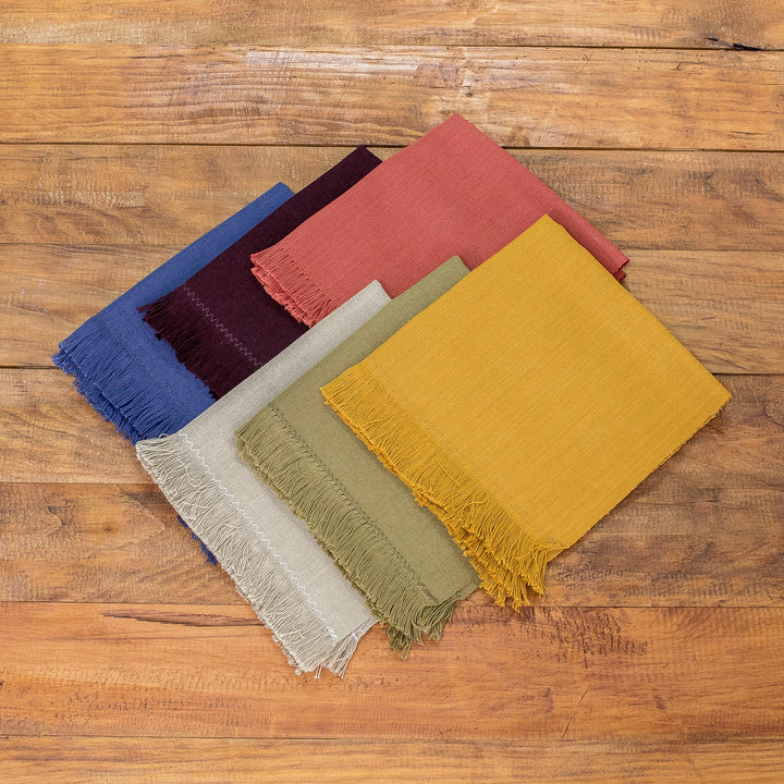 Set of 6 Handwoven Cotton Napkins with Colorful Palette - Autumn Facets | NOVICA