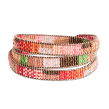 Load image into Gallery viewer, Handcrafted Glass Beaded Wrap Bracelet from Guatemala - Geometric Innovation | NOVICA
