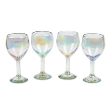 Load image into Gallery viewer, Set of 4 Clear Handblown Wine Glasses from Mexico - Ethereal Fineness | NOVICA
