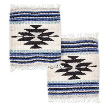 Load image into Gallery viewer, Pair of Coasters Hand-Woven from Wool with Mexican Motifs - Blue Mexico | NOVICA
