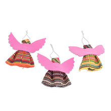 Load image into Gallery viewer, Set of 3 Angel Worry Doll Ornaments from Guatemala - Angelic Guards | NOVICA
