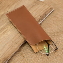 Load image into Gallery viewer, Handcrafted Unlined Brown Leather Glasses Case with Open Top - A Glance at Sophistication | NOVICA
