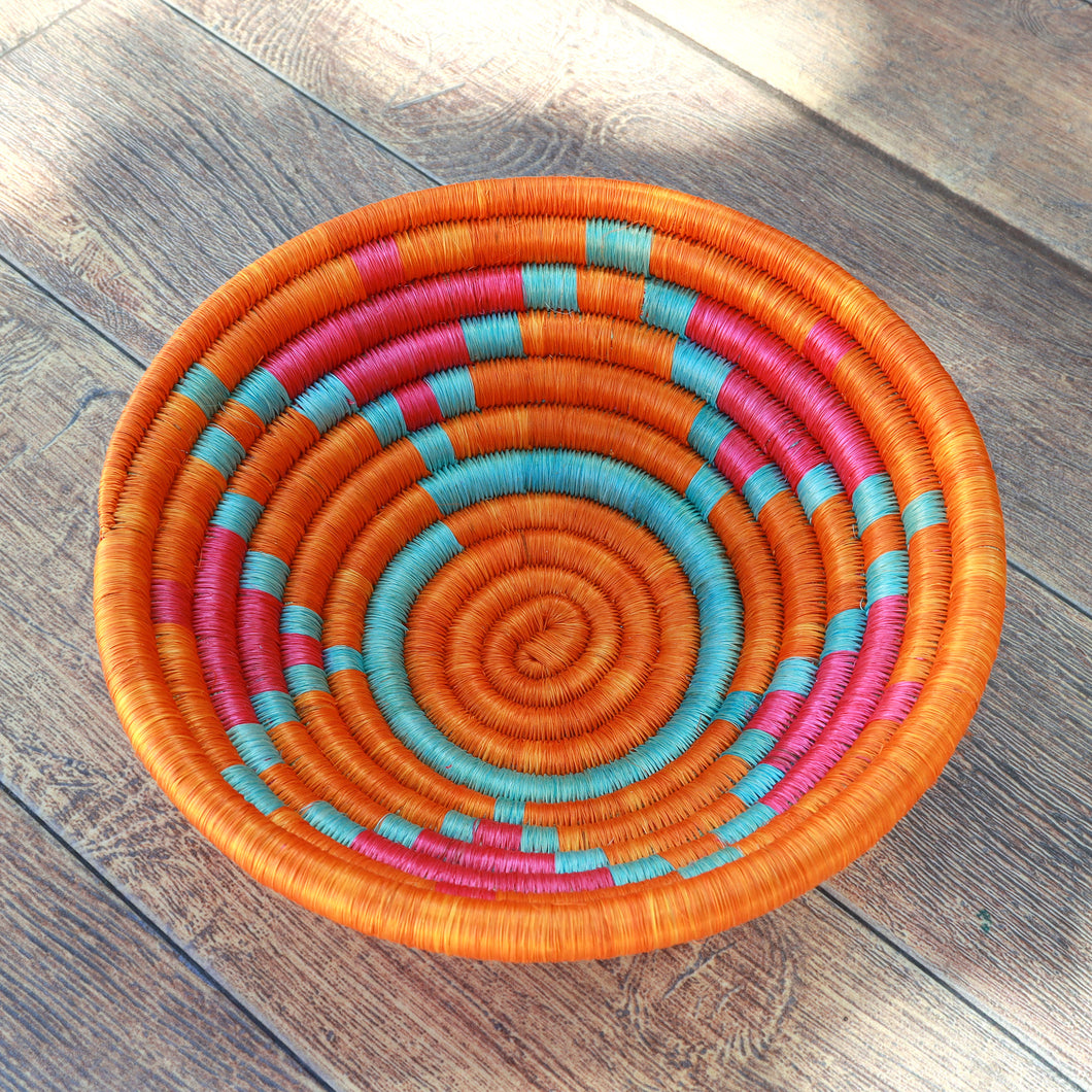 Handcrafted Orange Natural Fiber Basket from Colombia - Guacamayas Sunset | NOVICA