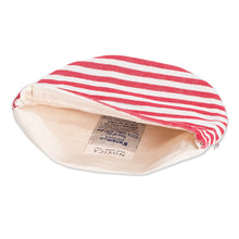 Load image into Gallery viewer, Handwoven Cotton Tortilla Warmer with Red &amp; White Stripes - Fire | NOVICA

