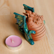 Load image into Gallery viewer, Dragon Ceramic Figurine Made &amp; Painted by Hand in Uzbekistan - Little Green Dragon | NOVICA
