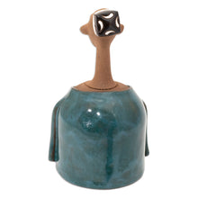 Load image into Gallery viewer, Man-Shaped Decorative Ceramic Bell Made &amp; Painted by Hand - Man in Teal | NOVICA
