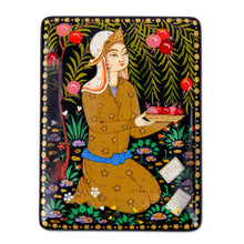 Load image into Gallery viewer, Handmade Black Walnut Wood Jewelry Box with Farmer in Yellow - Prosperous Harvest | NOVICA
