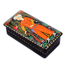 Load image into Gallery viewer, Lacquered Walnut Wood Jewelry Box with Man in Nature Motif - Man in The Garden | NOVICA
