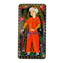 Load image into Gallery viewer, Lacquered Walnut Wood Jewelry Box with Man in Nature Motif - Man in The Garden | NOVICA
