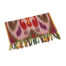 Load image into Gallery viewer, Multicolored Cotton Ikat Scarf Hand-Woven in Uzbekistan - Fergana Sunset | NOVICA
