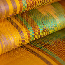 Load image into Gallery viewer, Yellow Orange Fringed Silk Ikat Scarf Handmade in Uzbekistan - Samarkand Desert | NOVICA
