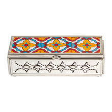 Load image into Gallery viewer, Repousse Talavera Tin and Ceramic Jewelry Box with Mirror - Talavera Mirage | NOVICA
