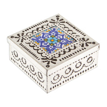Load image into Gallery viewer, Repousse Tin and Ceramic Jewelry Box with Blue Talavera Tile - Imagination Spring | NOVICA

