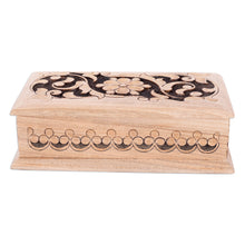 Load image into Gallery viewer, Traditional and Floral Polished Walnut Wood Jewelry Box - Garden Jewels | NOVICA
