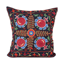 Load image into Gallery viewer, Pomegranate Embroidered Cotton Cushion Cover - Pomegranate Nights | NOVICA
