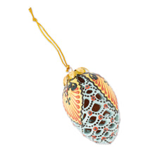 Load image into Gallery viewer, Hand-Painted Traditional Pinecone Ceramic Ornament - Cathedral Pinecone | NOVICA

