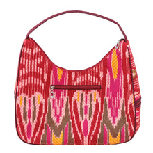 Load image into Gallery viewer, Ikat Shoulder Bag in Fuchsia and Burgundy with 5 Pockets - Magenta Flair | NOVICA
